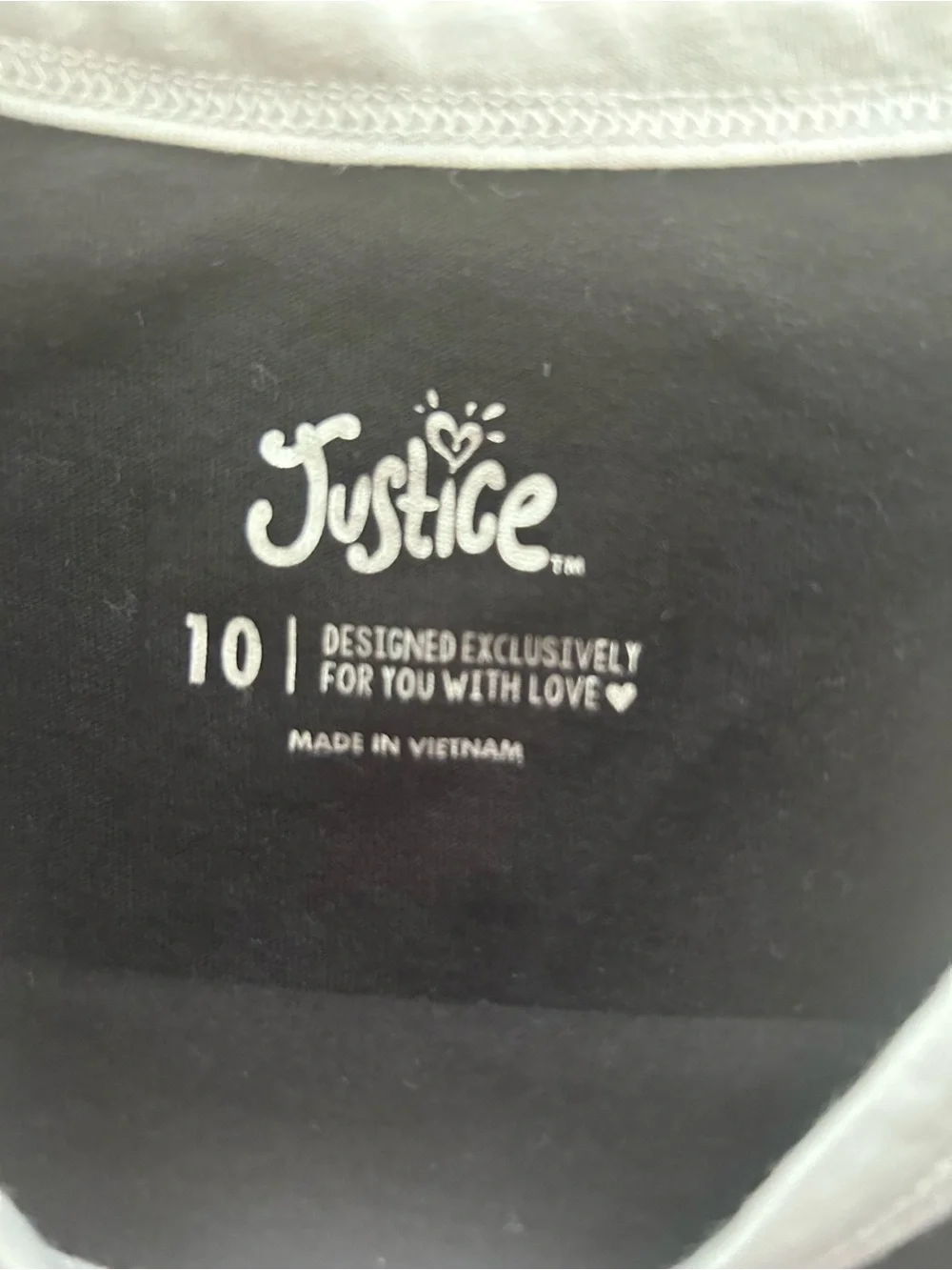 Justice Girls Black Ringer Graphic Tee Shirt Size 10 because unicorns⁠ NWT